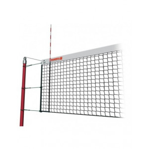 KWD Volleybalnet 3,0 mm nylon, staalkabel + stokken, 9,5x1,0 m, zwart